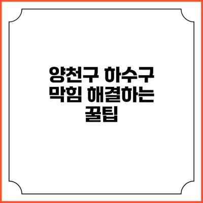양천구 하수구 막힘 해결하는 꿀팁