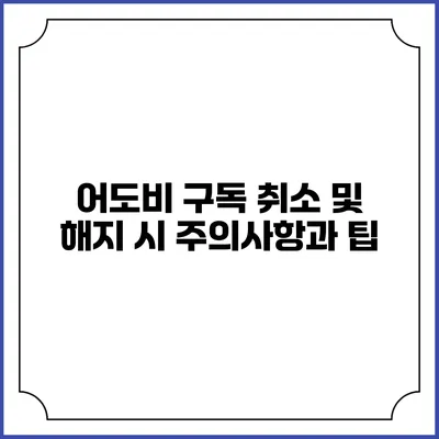 어도비 구독 취소 및 해지 시 주의사항과 팁