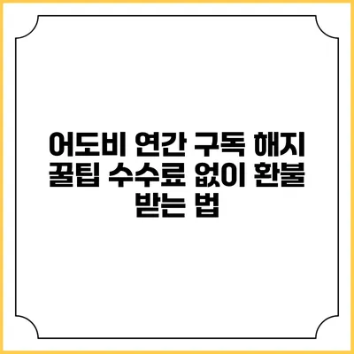 어도비 연간 구독 해지 꿀팁 수수료 없이 환불 받는 법