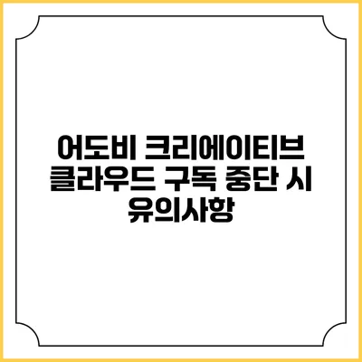 어도비 크리에이티브 클라우드 구독 중단 시 유의사항