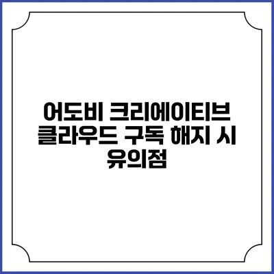 어도비 크리에이티브 클라우드 구독 해지 시 유의점