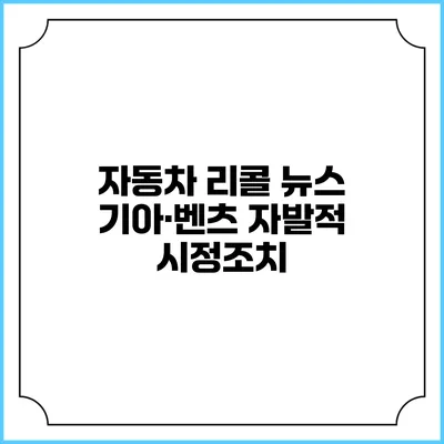 자동차 리콜 뉴스 기아·벤츠 자발적 시정조치