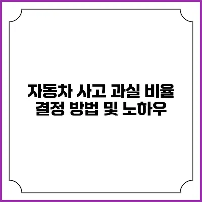 자동차 사고 과실 비율 결정 방법 및 노하우