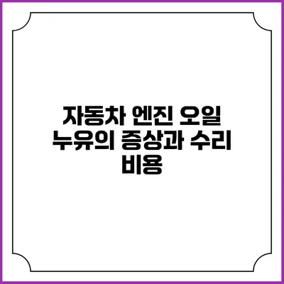 자동차 엔진 오일 누유의 증상과 수리 비용