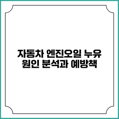 자동차 엔진오일 누유 원인 분석과 예방책