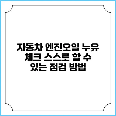 자동차 엔진오일 누유 체크 스스로 할 수 있는 점검 방법