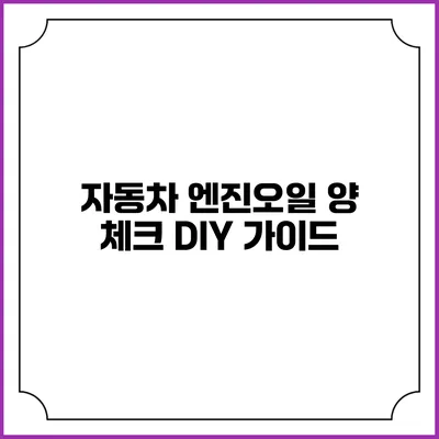 자동차 엔진오일 양 체크 DIY 가이드