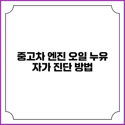 중고차 엔진 오일 누유 자가 진단 방법