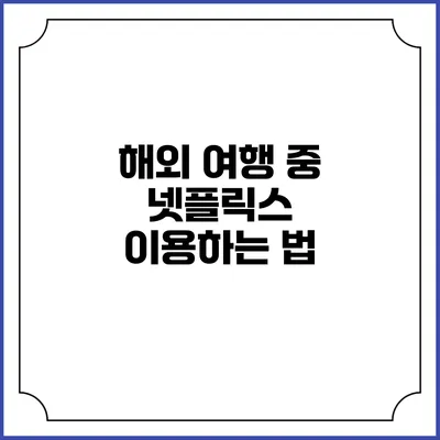 해외 여행 중 넷플릭스 이용하는 법